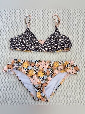 Billabong Reversible Floral Bikini Set Boho Retro Surfer Style Swimwear
 Teen S